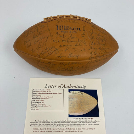 1960 Cleveland Browns Team Signed Football Jim Brown Len Dawson 50+ Sigs JSA