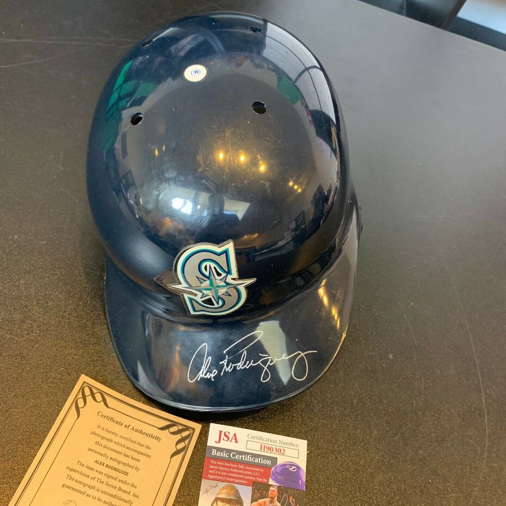 Alex Rodriguez Rookie Era Signed Seattle Mariners Game Model Helmet JSA COA