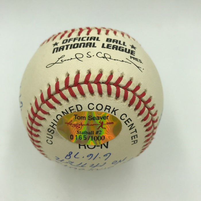 Rare Tom Seaver Signed Heavily Inscribed Career STAT Baseball With RJ COA