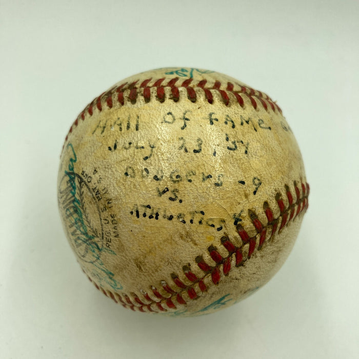 1954 Dodgers VS A's Hall Of Fame Game Team Signed Baseball Chief Bender JSA COA