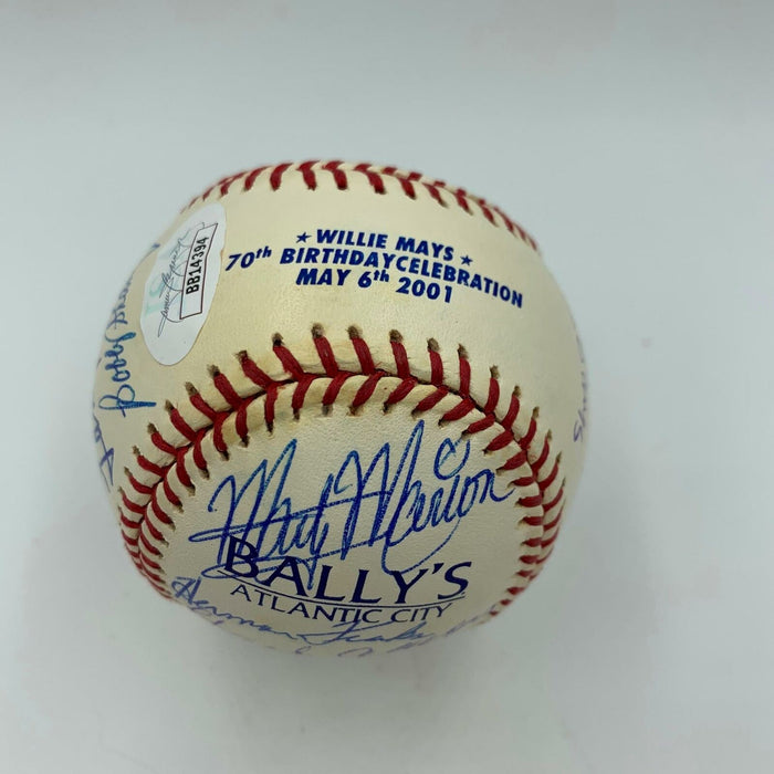 Willie Mays 70th Birthday Signed Baseball Hank Aaron Ernie Banks Stan Musial JSA