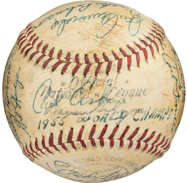 1955 Brooklyn Dodgers W.S. Champs Team Signed Baseball Jackie Robinson PSA DNA