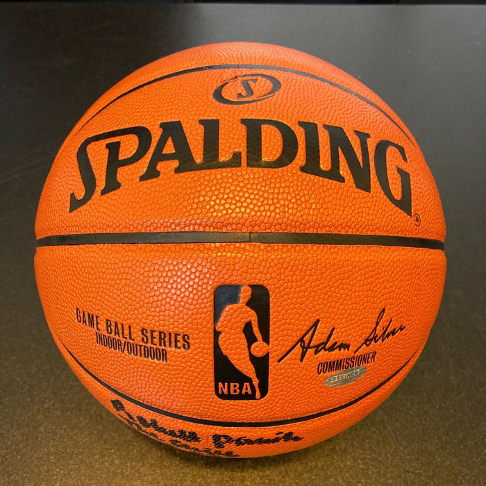 Robert Parish Signed Heavily Inscribed STAT NBA Game Basketball With Steiner COA