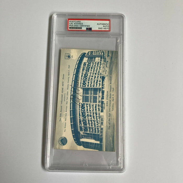 Cal Koonce Signed 1969 New York Mets Shea Stadium Postcard PSA DNA RARE