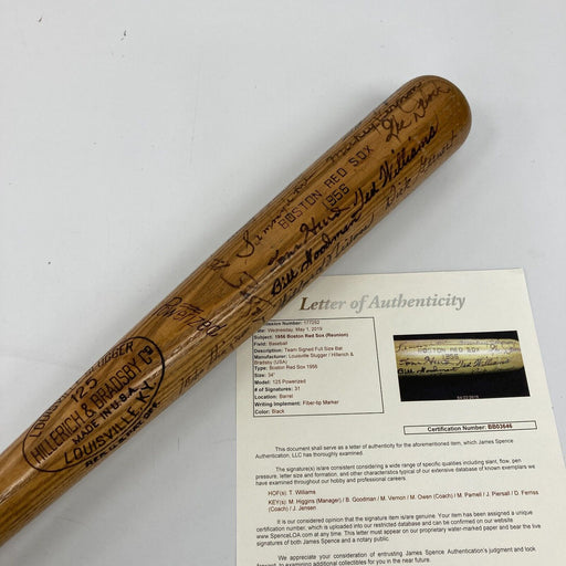 Ted Williams 1956 Boston Red Sox Team Signed Game Issued Baseball Bat JSA COA