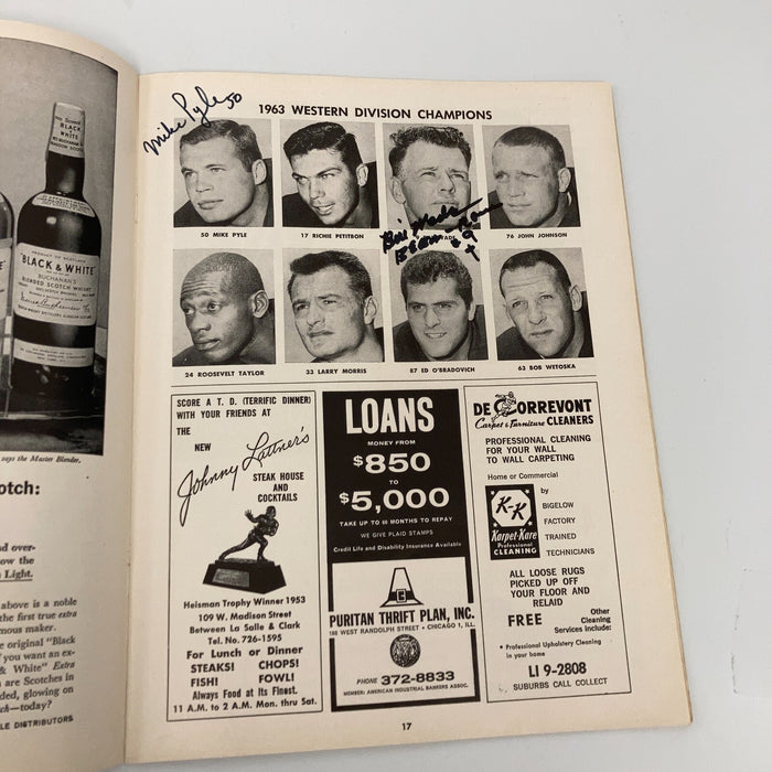 1963 Chicago Bears NFL Champs Team Signed Program JSA COA
