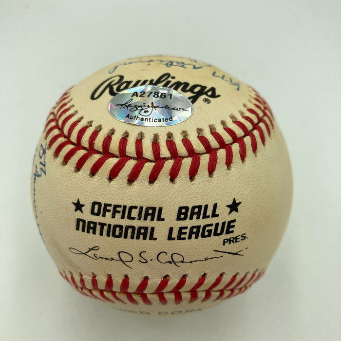 Joe Montana Signed Heavily Inscribed Career STAT Baseball Reggie Jackson COA