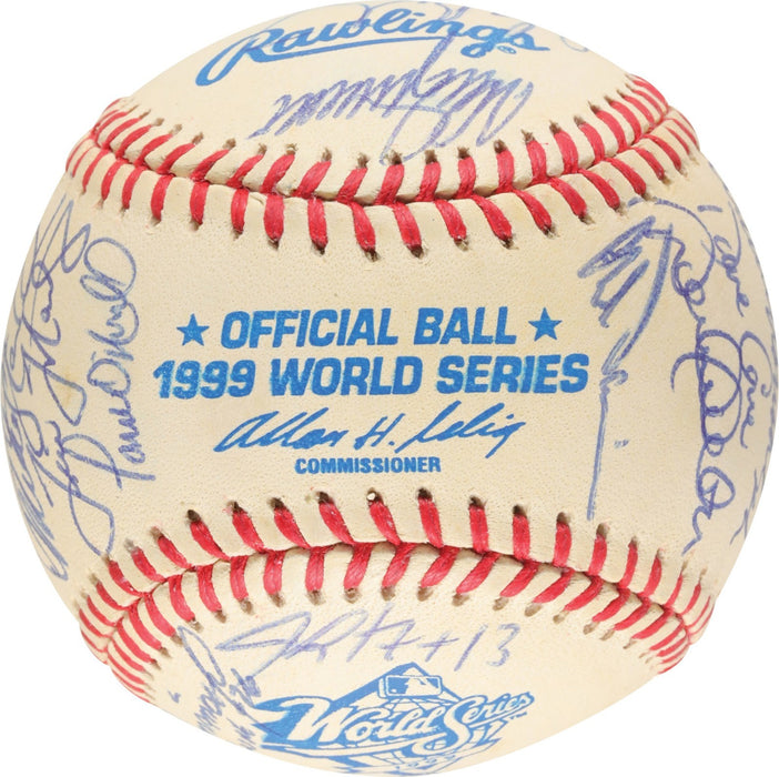 1999 Yankees Team Signed World Series Baseball Derek Jeter Mariano Rivera PSA
