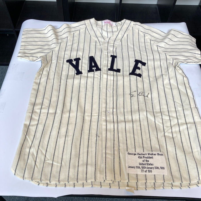 President George Bush Signed Mitchell & Ness Yale University Jersey JSA COA