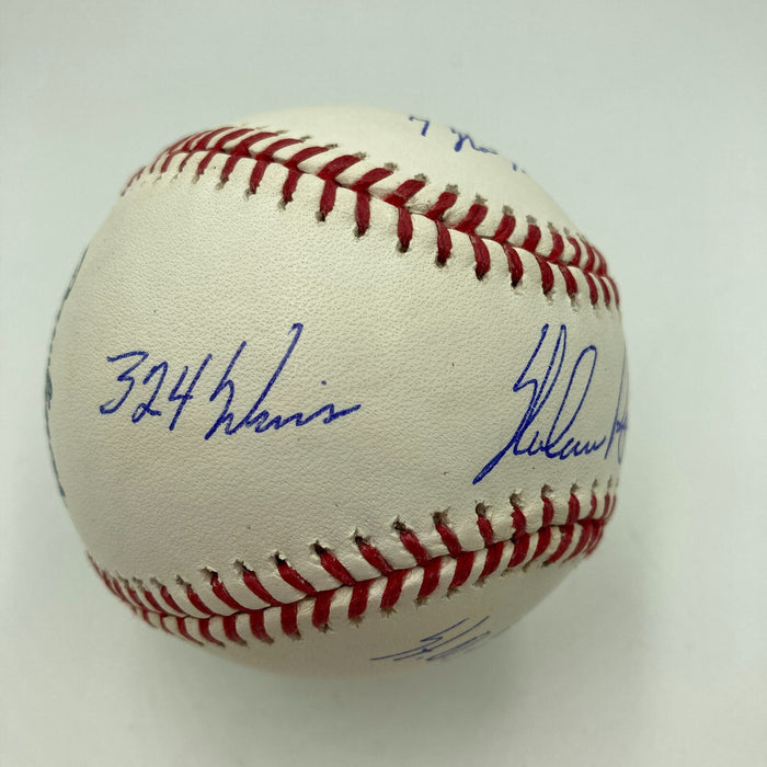 Beautiful Nolan Ryan Signed Heavily Inscribed Career STAT Baseball JSA COA