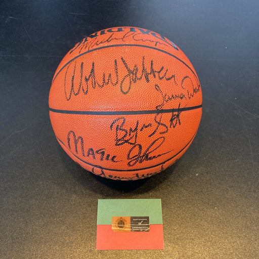 1986-87 Los Angeles Lakers NBA Champs Team Signed Basketball UDA Upper Deck COA