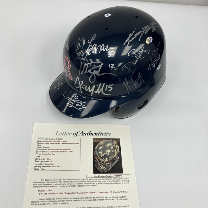 2004 Boston Red Sox World Series Champs Team Signed Helmet JSA COA