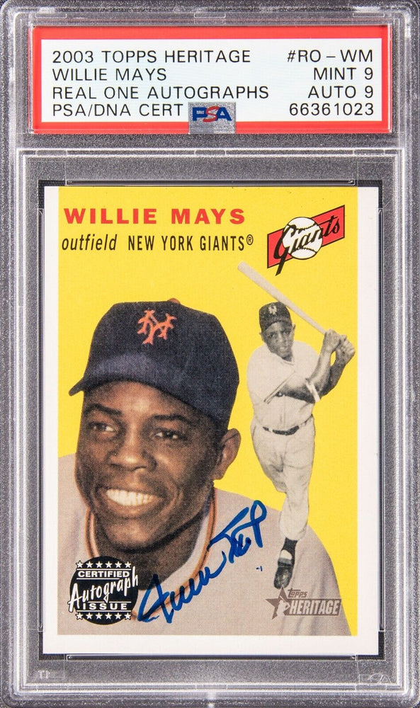 2003 Topps Heritage Real One Willie Mays Auto Signed 1954 Topps PSA 9 MINT POP 1