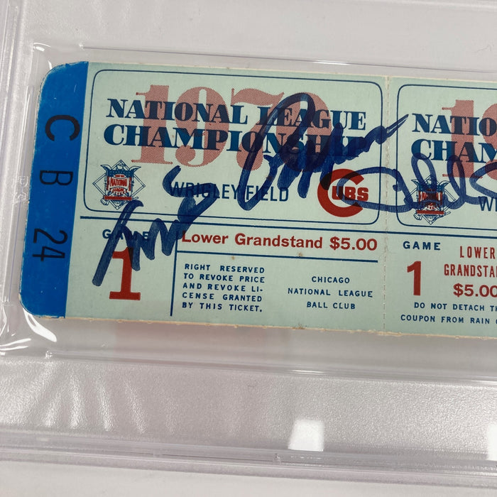 Phil Regan Milt Pappas Signed 1970 NLCS Chicago Cubs Full Ticket PSA DNA