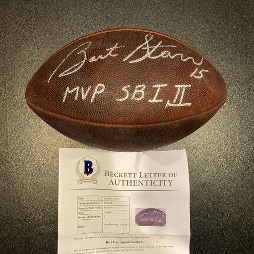 Bart Starr "MVP SB I & II" Signed Inscribed Wilson NFL Game Football Beckett COA