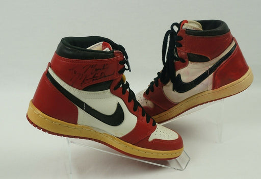 Michael Jordan Rookie Signed Pair Of 1985 Nike Jordan 1 Shoes Sneakers JSA & BAS
