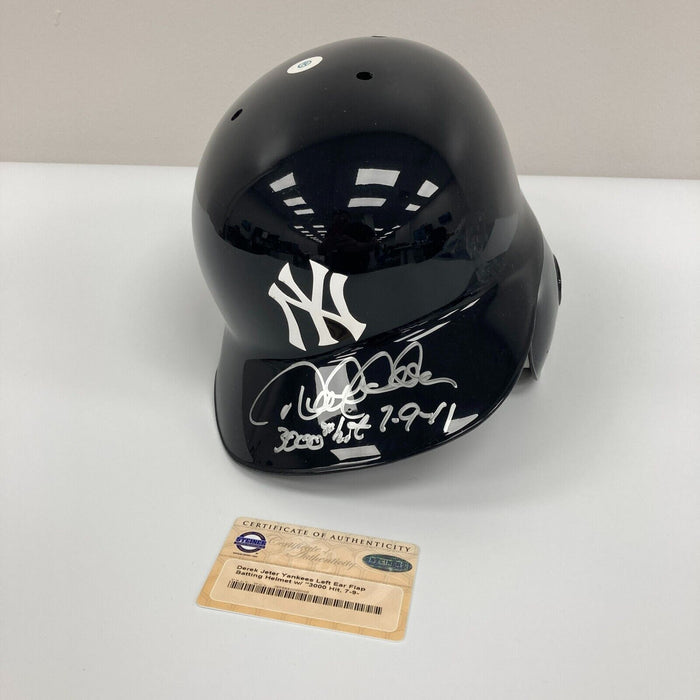 Derek Jeter 3000th Hit 7-9-2011 Signed Inscribed New York Yankees Helmet Steiner