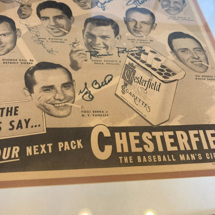 Joe Dimaggio Yogi Berra Stan Musial Rizzuto Signed Chesterfield Cigarette Ad