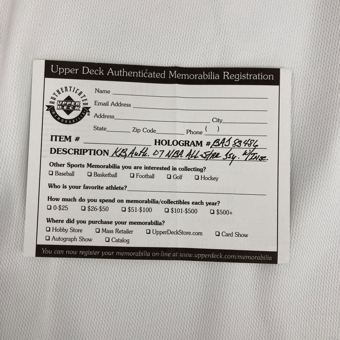 Kobe Bryant "2007 A.S. MVP" Signed 2007 All Star Game Jersey UDA Upper Deck JSA