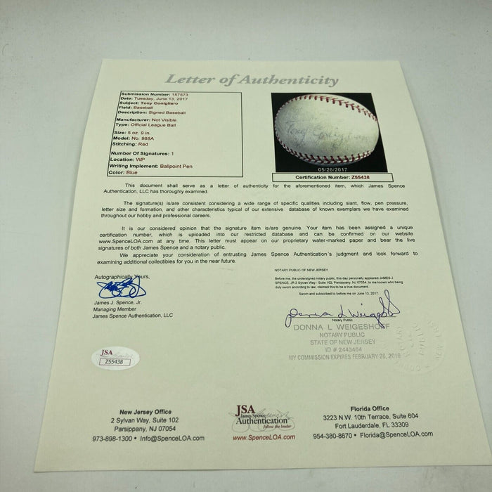 Tony Conigliaro Single Signed Vintage Baseball JSA COA