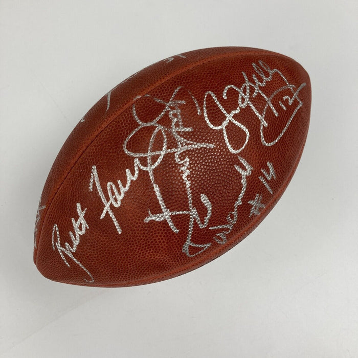 Troy Aikman John Elway Brett Favre Quarterback Legends Signed Football JSA COA