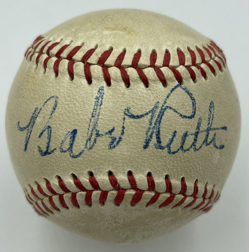 Stunning Babe Ruth Single Signed American League Baseball Bold Signature PSA DNA