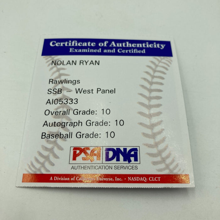 Nolan Ryan Signed Heavily Inscribed STAT Baseball PSA DNA Graded 10 GEM MINT