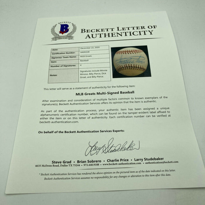 Minnie Minoso Multi Signed Autographed Major League Baseball With Beckett COA