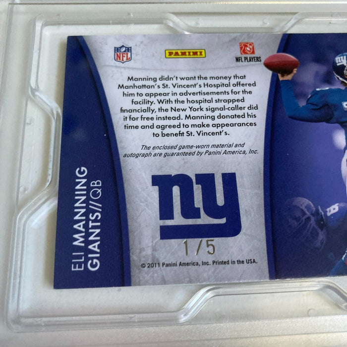 2011 Panini Certified Hometown Heroes Eli Manning Patch Auto #1/5 PSA 8.5