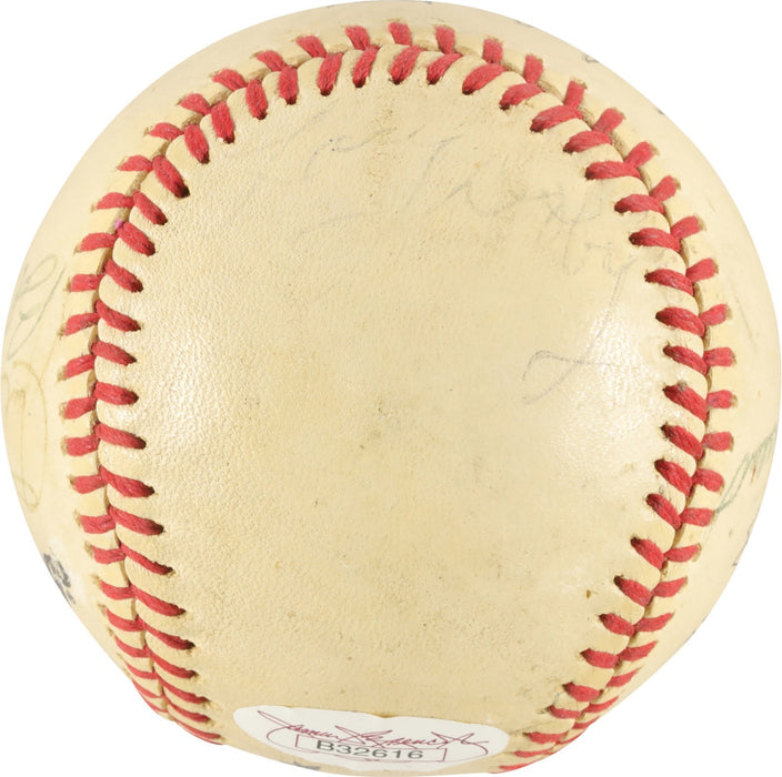 Joe Dimaggio Hank Aaron Hall Of Fame Multi Signed Baseball JSA COA