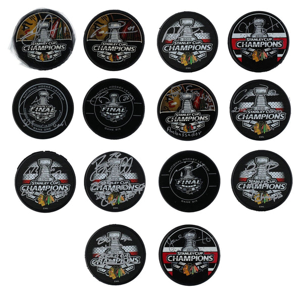 Chicago Blackhawks Signed Stanley Cup Puck Collection 14 Pucks