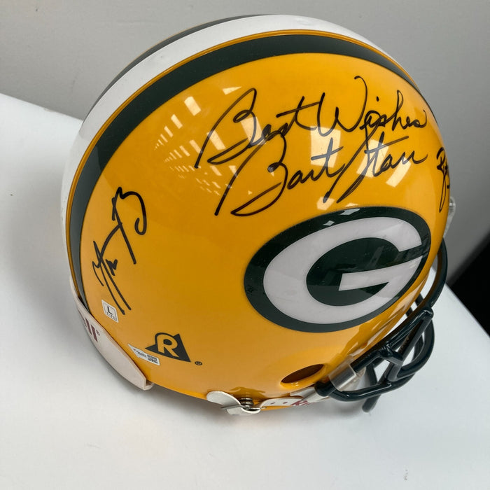 Bart Starr Brett Favre & Aaron Rodgers Signed Green Bay Packers Helmet Beckett