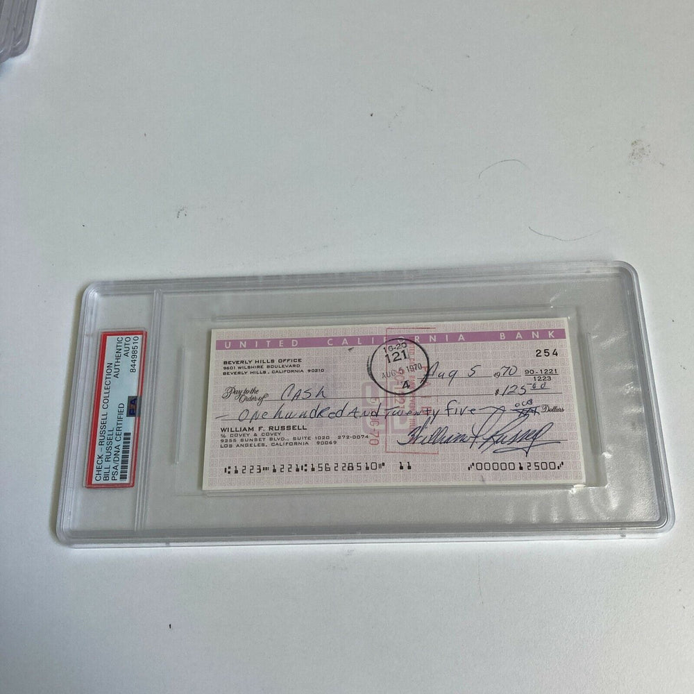 Bill Russell Signed Autographed Bank Check PSA DNA Boston Celtics HOF Legend