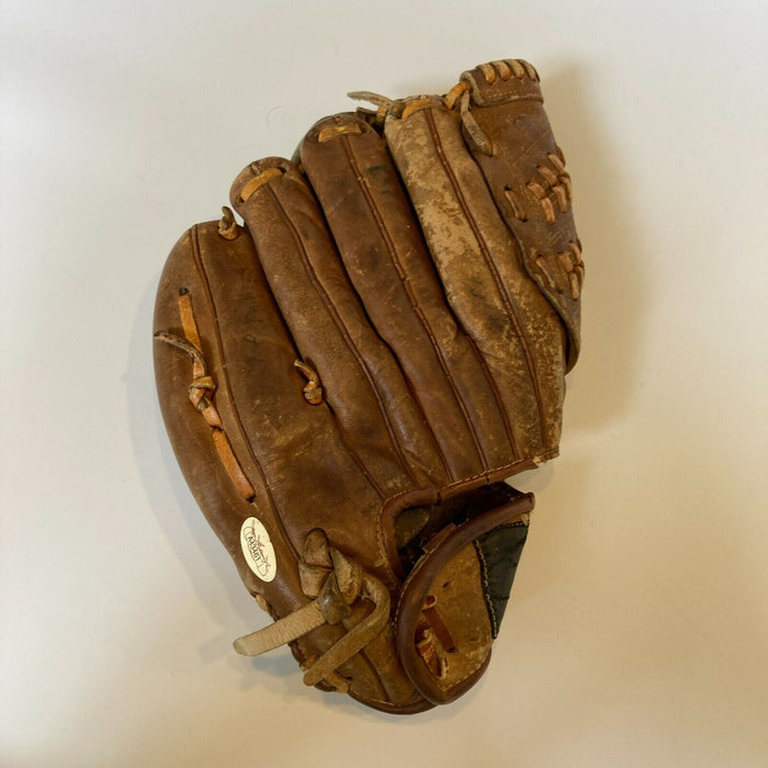 Hank Aaron Twice Signed Vintage 1960's Game Model Baseball Glove JSA COA