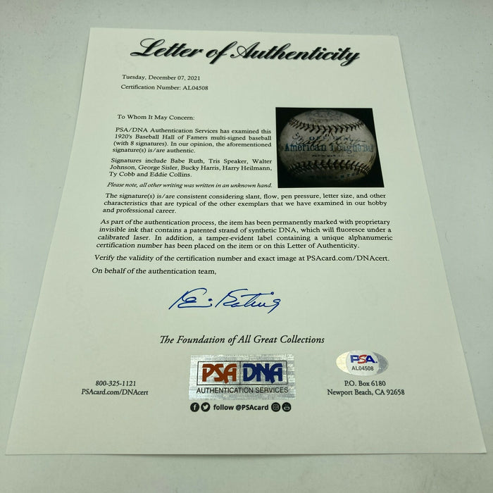 The Finest Babe Ruth Ty Cobb Walter Johnson 1925 HOF Signed Baseball PSA DNA