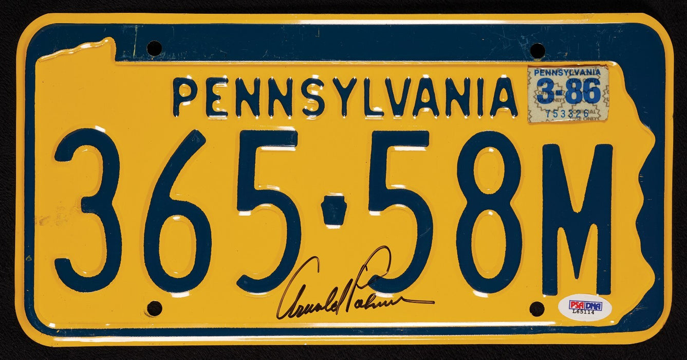 Arnold Palmer Signed Pennsylvania License Plate PGA Golf PSA DNA COA