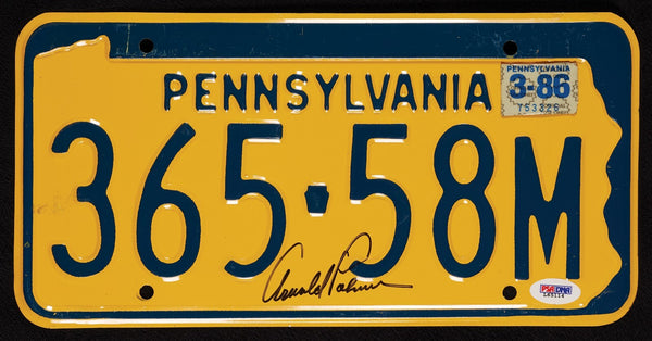 Arnold Palmer Signed Pennsylvania License Plate PGA Golf PSA DNA COA