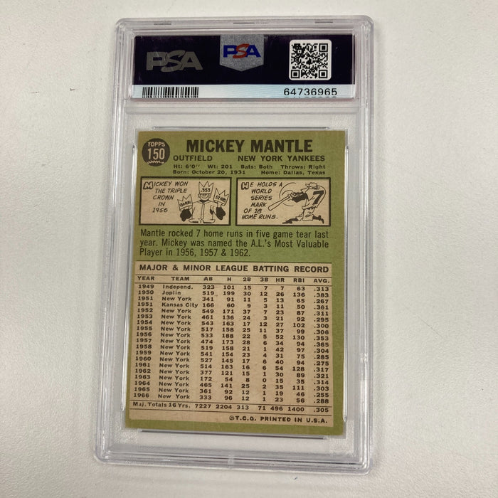 1967 Topps Mickey Mantle #150 Signed Baseball Card PSA DNA 8 Auto
