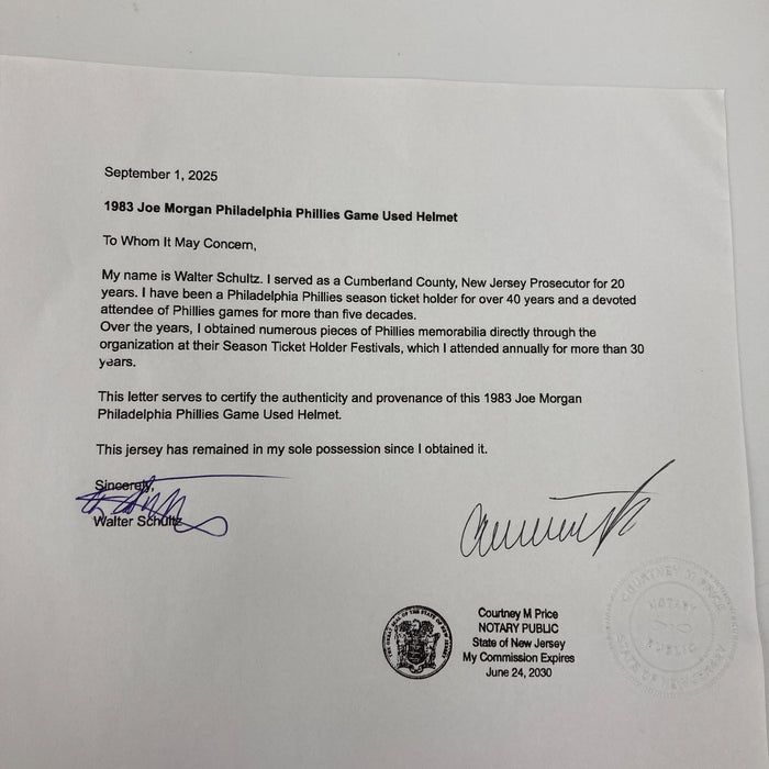 Joe Morgan 1983 Game Used Philadelphia Phillies Helmet With COA