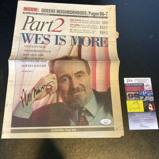 Wes Craven Signed Autographed Newspaper Front Page Photo With JSA COA
