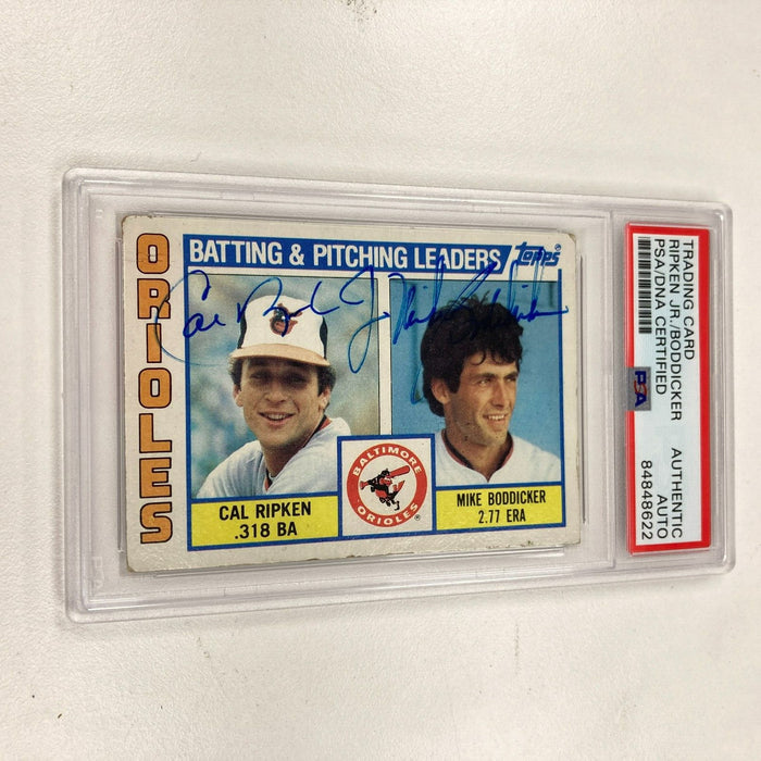 1984 Topps Cal Ripken Jr. & Mike Boddicker Signed Baseball Card PSA DNA
