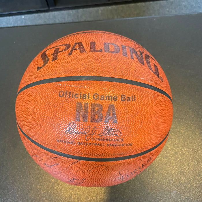 1996-97 Philadelphia 76ers Signed Game Used Basketball Allen Iverson Rookie JSA
