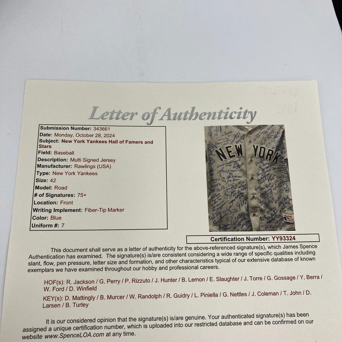 New York Yankees Legends Signed Mickey Mantle Jersey With 95 Signatures! JSA COA