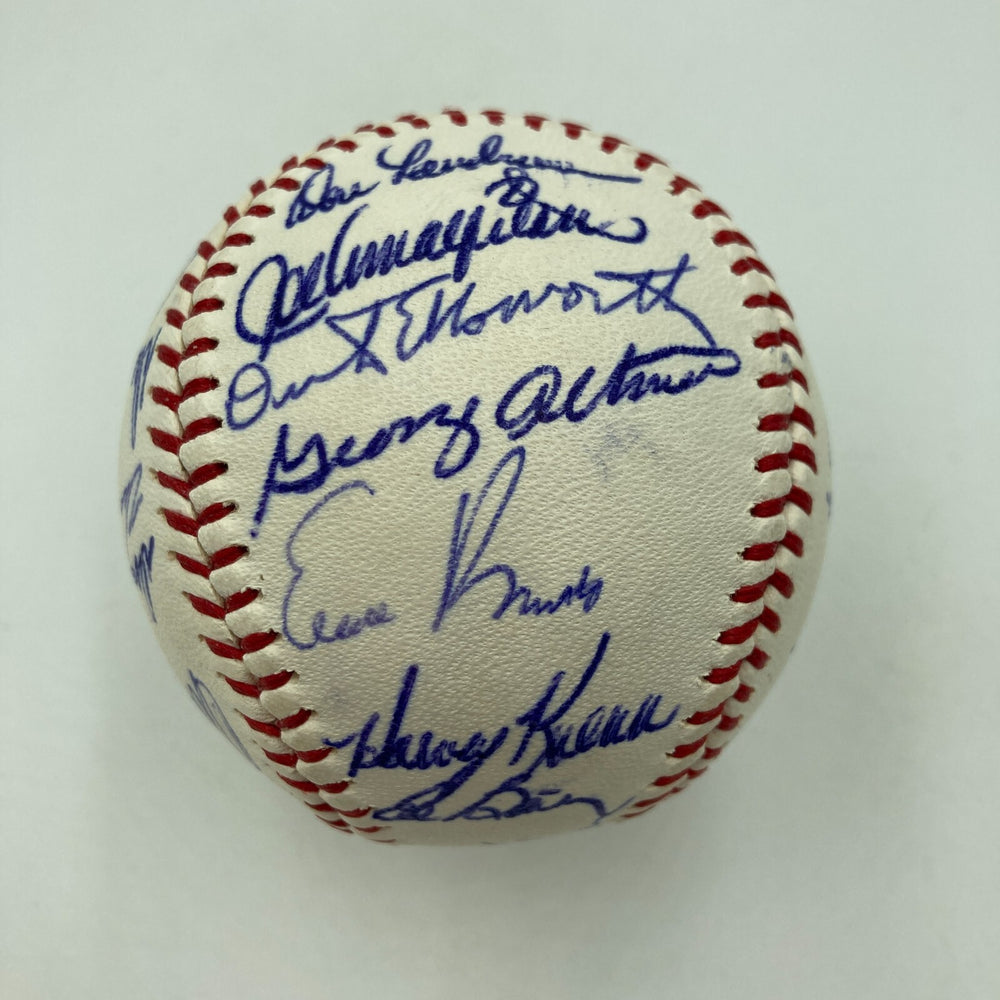 1965 Chicago Cubs Team Signed NL Baseball Ernie Banks Ron Santo JSA COA