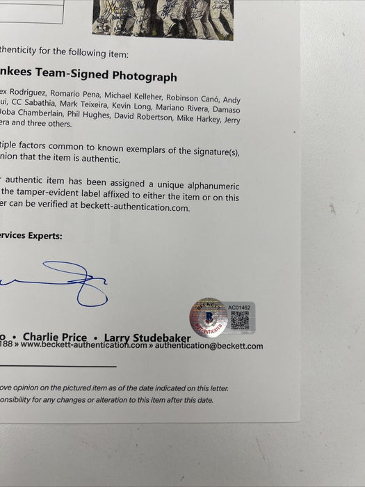 2009 New York Yankees World Series Champs Team Signed Photo & Tickets Beckett