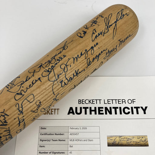 Mickey Mantle Joe Dimaggio Roger Maris Hall Of Fame Multi Signed Bat Beckett COA