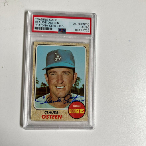 1968 Topps Claude Osteen Signed Baseball Card Los Angeles Dodgers PSA DNA COA