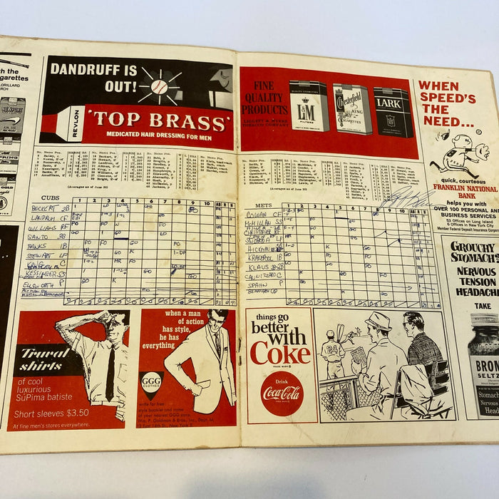 1965 New York Mets Signed Vintage Program With Ticket & Diamond Club Pass