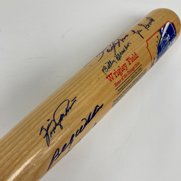 Cubs HOF Signed Bat Ernie Banks Greg Maddux Ryne Sandberg Sammy Sosa Dawson JSA