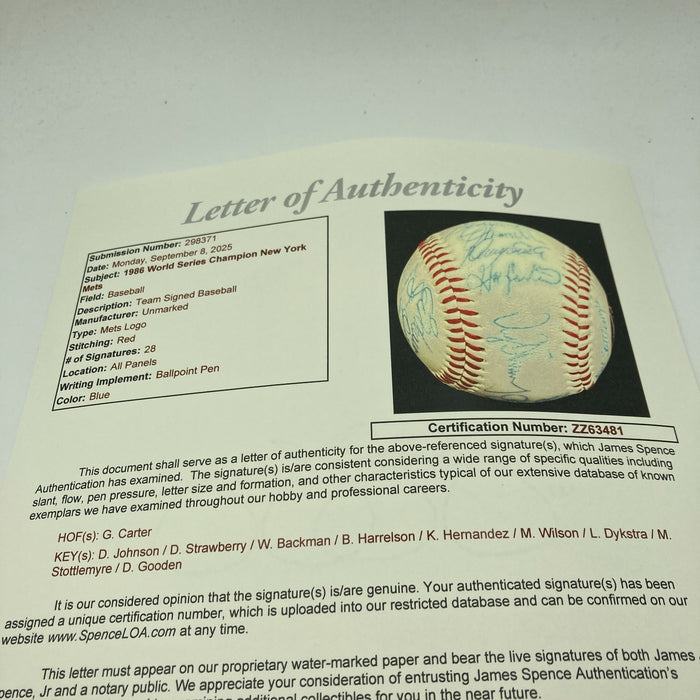 Vintage 1986 New York Mets World Series Champs Team Signed Baseball JSA COA